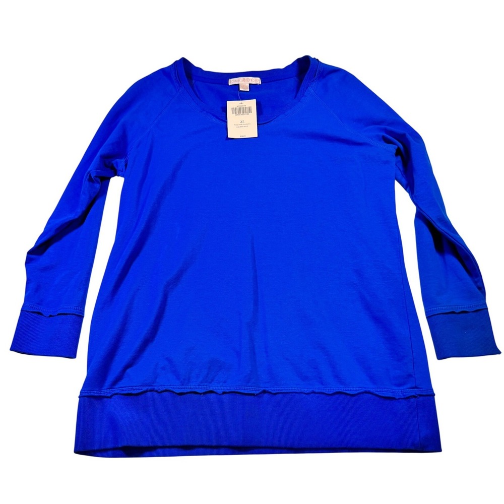 Boston Proper Scoop Neck Sweatshirt‎ Calypso Blue Long Sleeve Top XL NWT Tunic